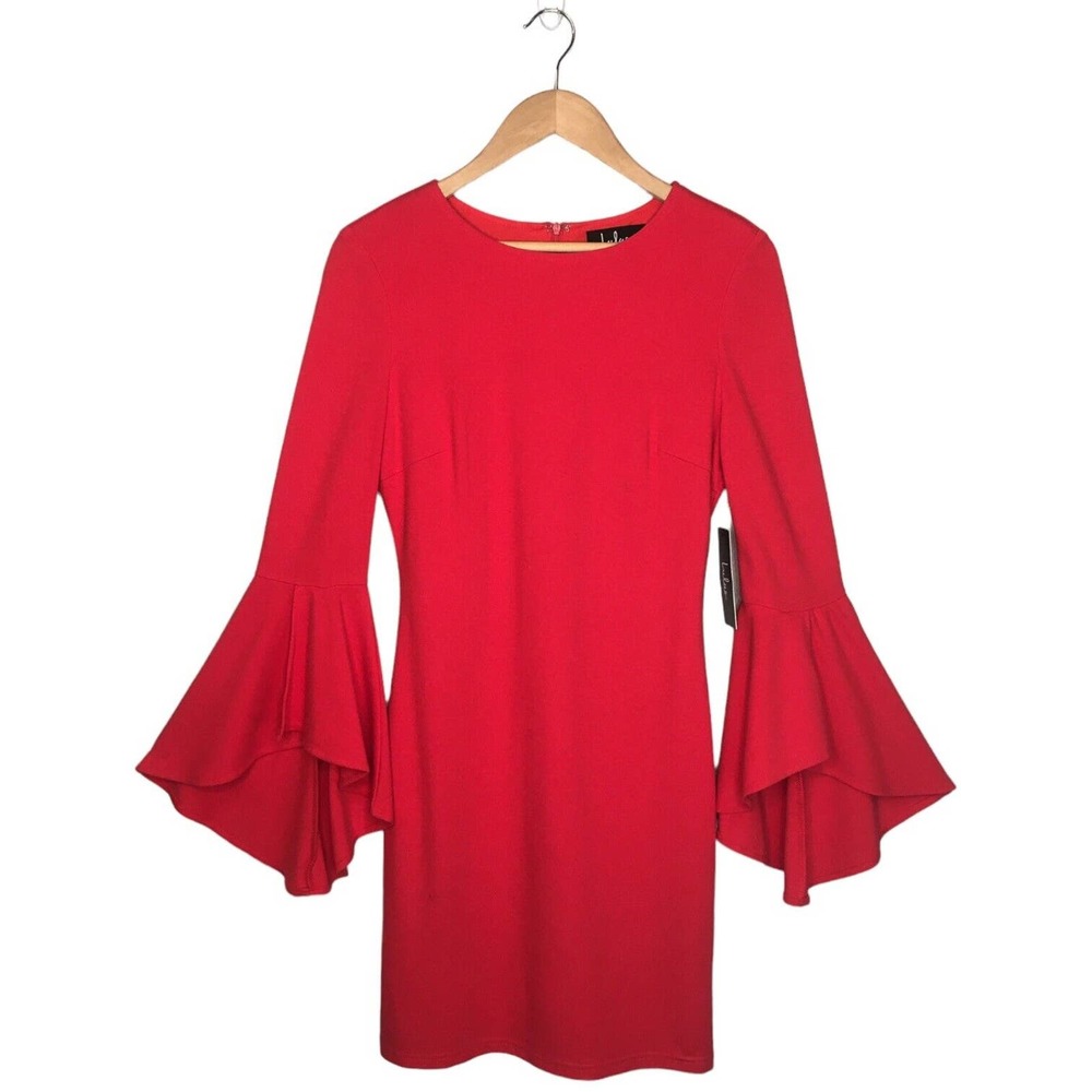 Lulus Gimme Some Flair Red Flounce Sleeve Bodycon Lined Womens Dress Red M - Picture 2 of 16